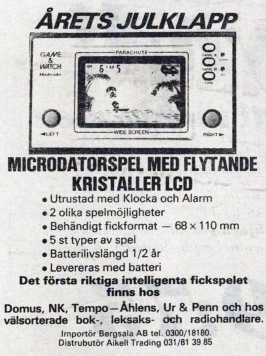 En av de första annonserna för Game & Watch gick i Expressen den 27 november 1981. En liknande kördes i mitten av december i Aftonbladet.