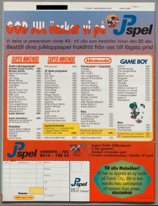 Annons i Super Power nr. 8/1994 där Super Mario All-Stars säljs utan kartong.