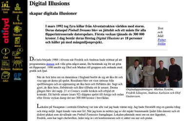 GP Attityd vecka 11, 1997, en av de första intervjuerna på webben för Digital Illusions.
